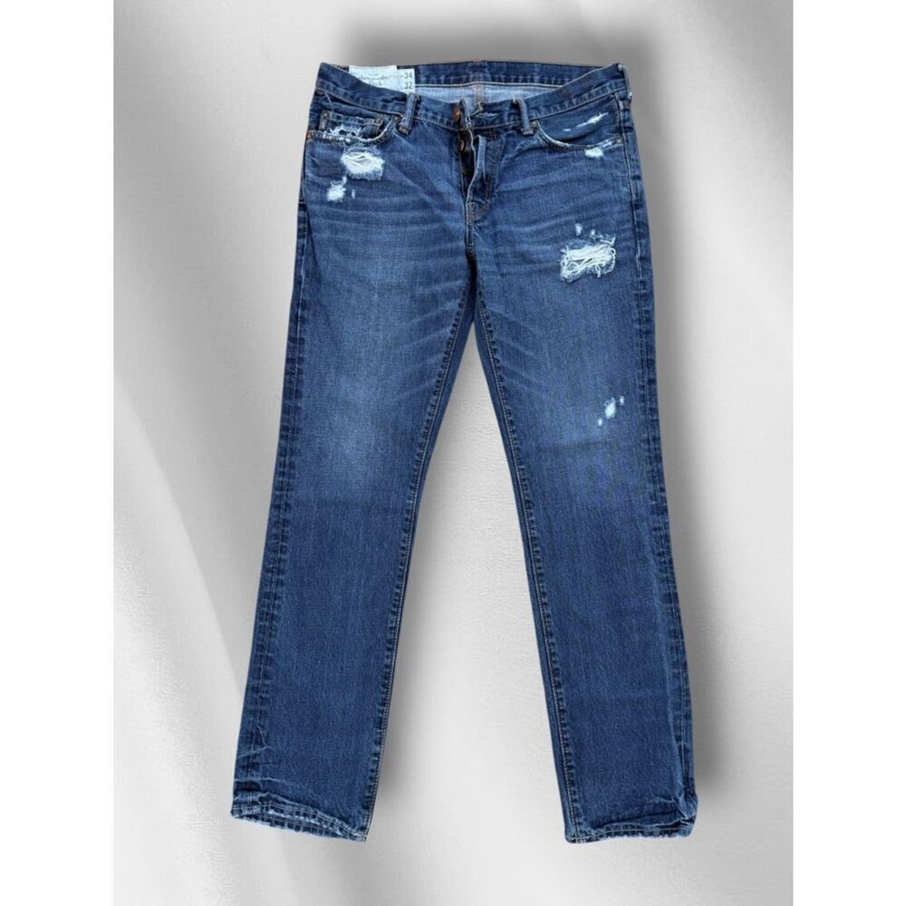 Abercrombie and Fitch Men’s Skinny Destroyed 34 x 32 Jeans Medium Wash